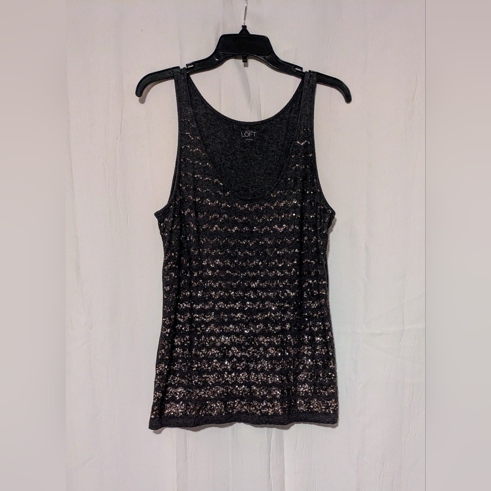 Tank Top LOFT Black with Shimmery Copper Colored Sequins